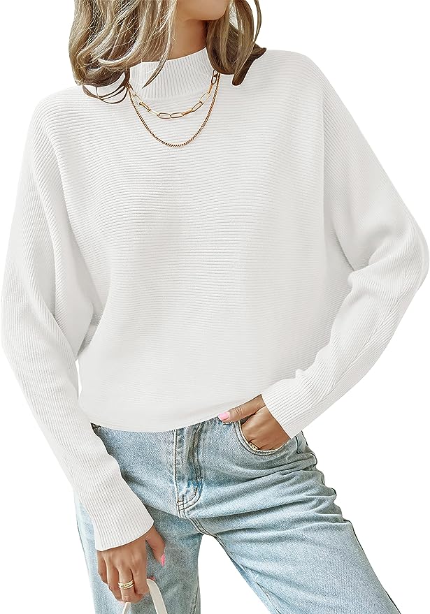 Elevate Your Style with ZESICA’s Turtleneck Batwing Pullover Sweater